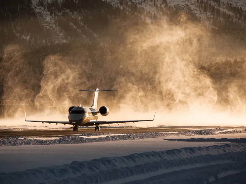 X Travel Management team beside a private jet and fleet vehicles
