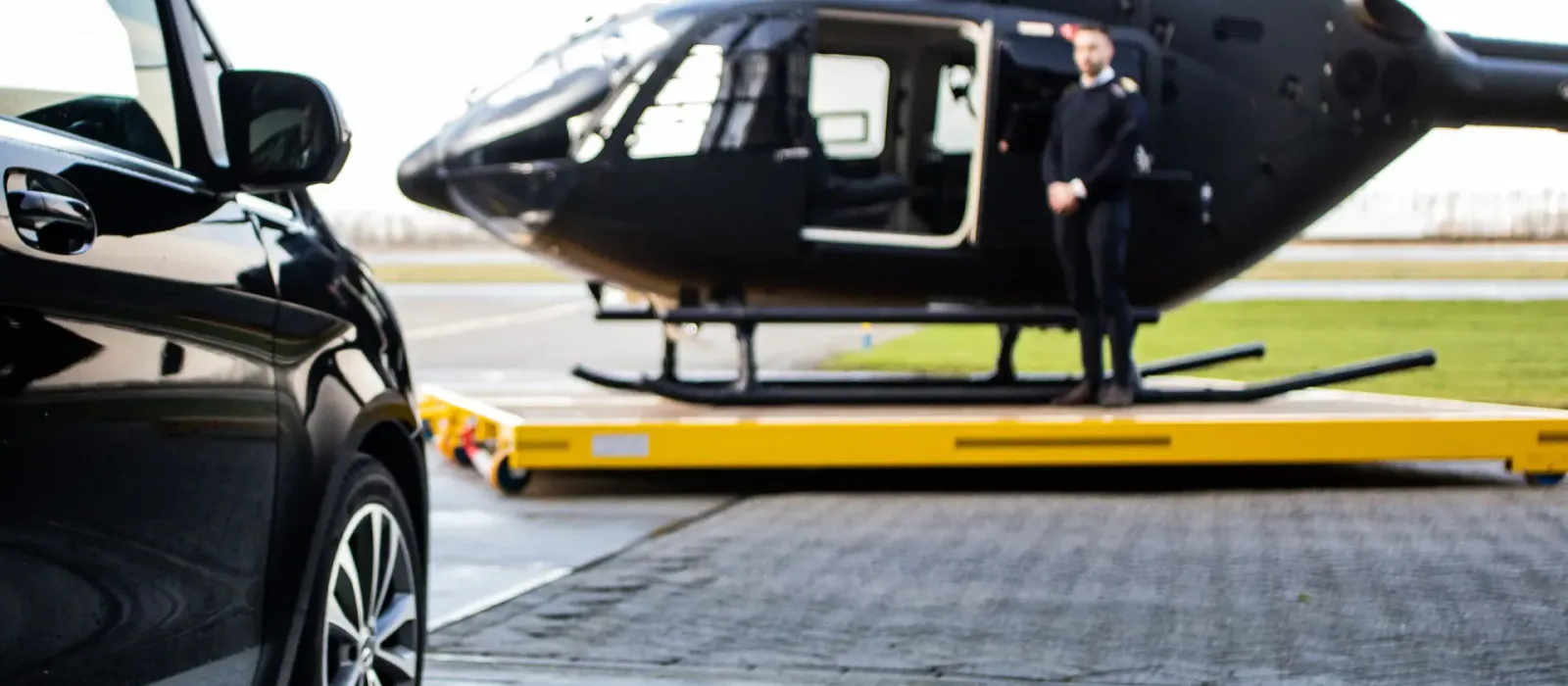 Private helicopter prepared for a VIP transfer