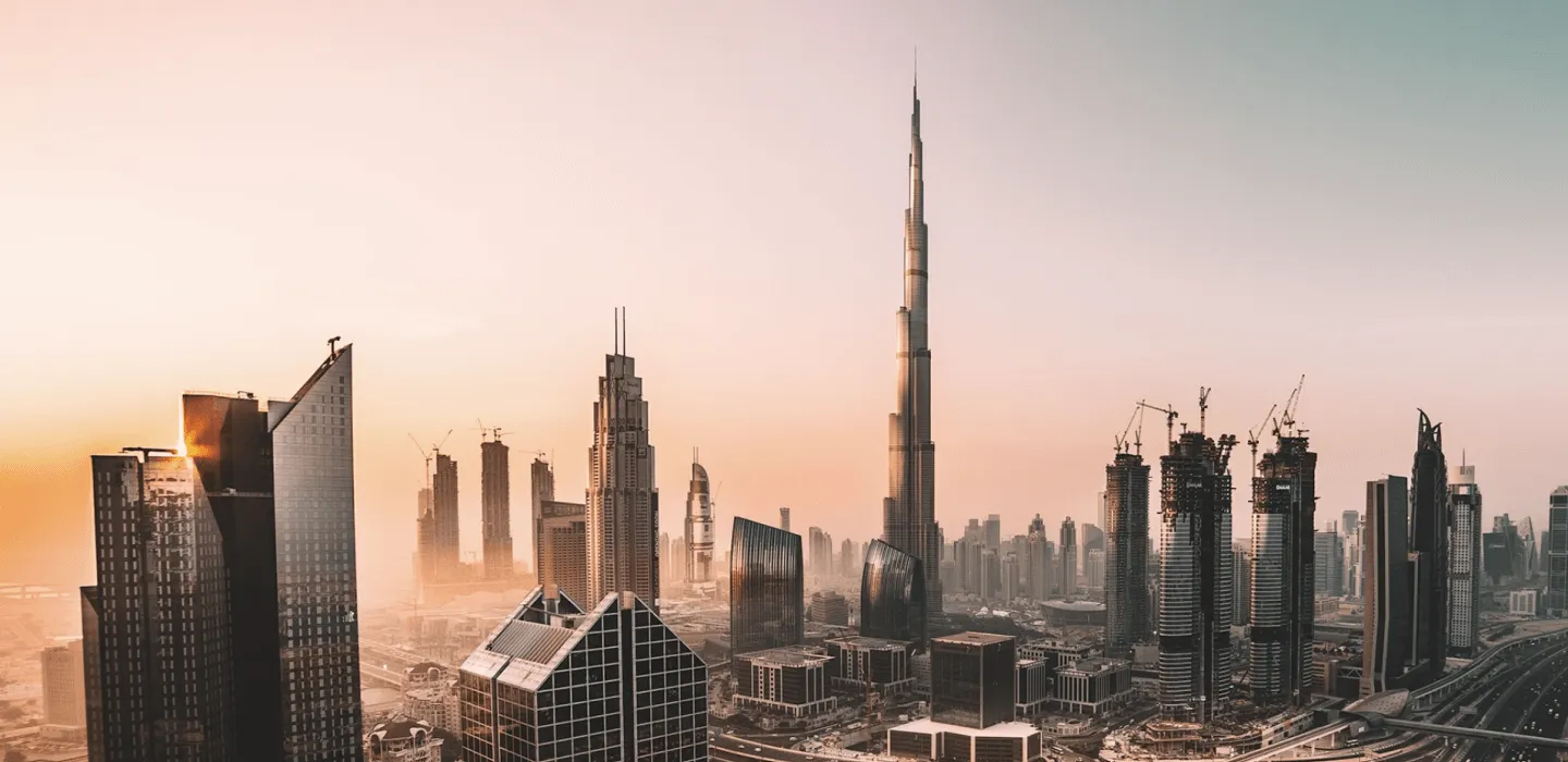 Dubai skyline in the United Arab Emirates